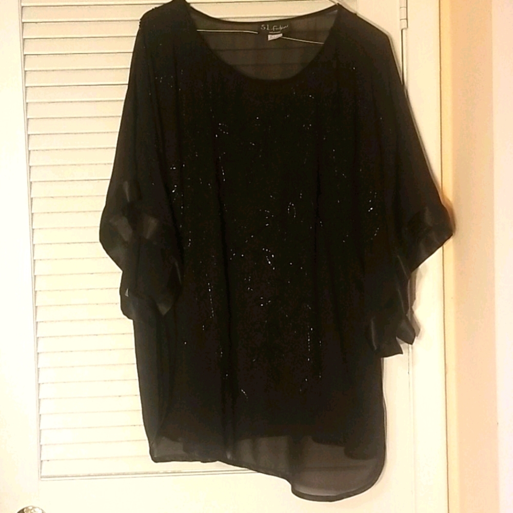 S.L. Fashions black tunic with sequins